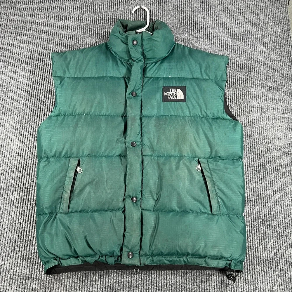 Vintage The North Face Puff Vest Mens Medium Green Outdoor Camping Hiking